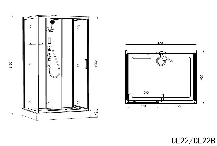 Cabina Doccia Idromassaggio Bivita CL22 Boston Bianca 90x120x215 cm con Bluetooth e QuickLine