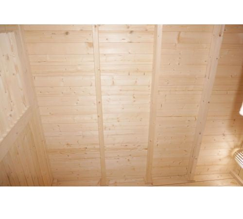 Sauna Finlandese da Esterno Bivita Vaasa F30310 290x210 cm per 4 Persone con Spogliatoio e Forno 8 kW