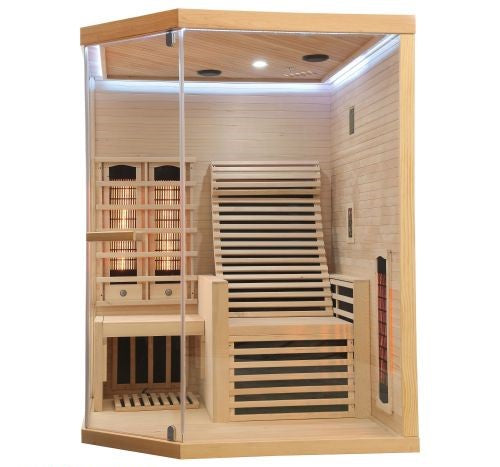 Sauna Infrarossi Bivita Carbon 3 per 2 Persone 150x150x195 cm con Radiatori Full Spectrum, Carbonio e Bluetooth