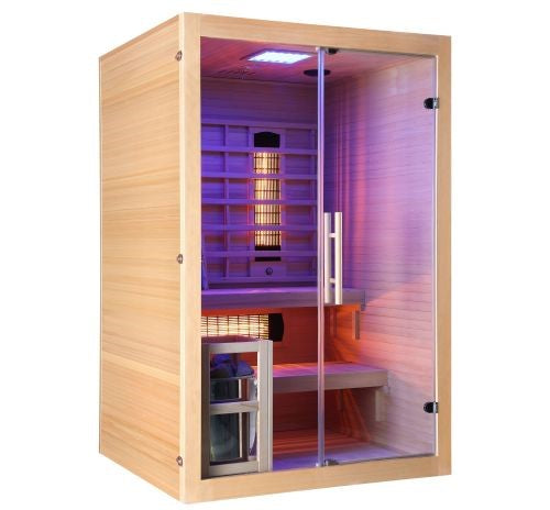 Sauna Infrarossi e Finlandese Bivita New Twincombi 130x120x200 cm per 2 Persone con Forno Harvia e Bluetooth