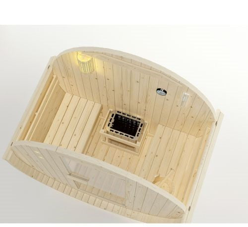 Sauna Finlandese da Esterno a Botte Bivita Tromso M F50120 189x120x191,5 cm per 2 Persone con Forno 3,6 kW