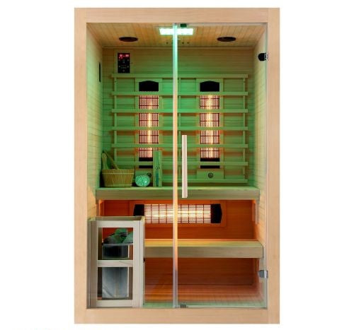 Sauna Combinata Bivita TWINCOMBI 2 Posti 130x120x200 cm Finlandese e Infrarossi con Bluetooth