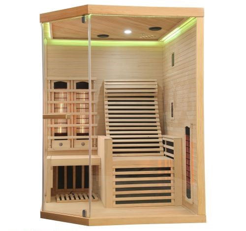Sauna Infrarossi Bivita Carbon 3 per 2 Persone 150x150x195 cm con Radiatori Full Spectrum, Carbonio e Bluetooth