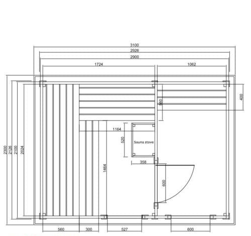 Sauna Finlandese da Esterno Bivita Vaasa F30310 290x210 cm per 4 Persone con Spogliatoio e Forno 8 kW