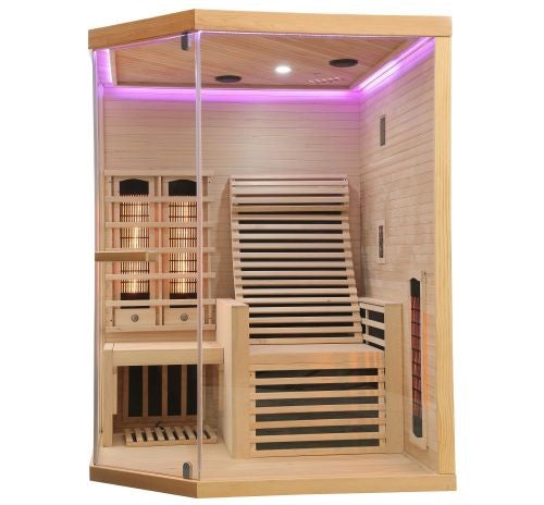 Sauna Infrarossi Bivita Carbon 3 per 2 Persone 150x150x195 cm con Radiatori Full Spectrum, Carbonio e Bluetooth