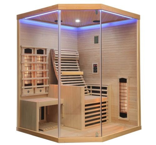 Sauna Infrarossi Bivita Carbon 3 per 2 Persone 150x150x195 cm con Radiatori Full Spectrum, Carbonio e Bluetooth