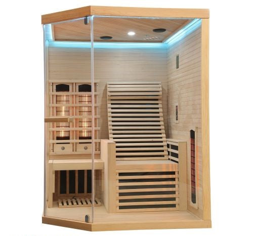 Sauna Infrarossi Bivita Carbon 3 per 2 Persone 150x150x195 cm con Radiatori Full Spectrum, Carbonio e Bluetooth