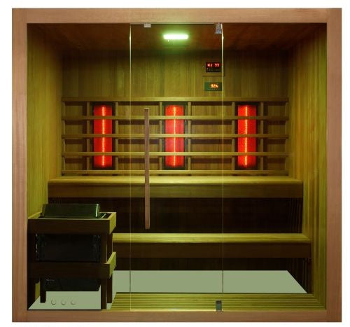 Sauna Bivita Kotka F70150 Doppia Funzione Finlandese e Infrarossi per 4-5 Persone con Forno 6 kW