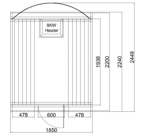 Sauna da Esterno a Botte Bivita NYBORG L 6 Persone 194,2x224,9x194,9 cm con Vetro Panoramico