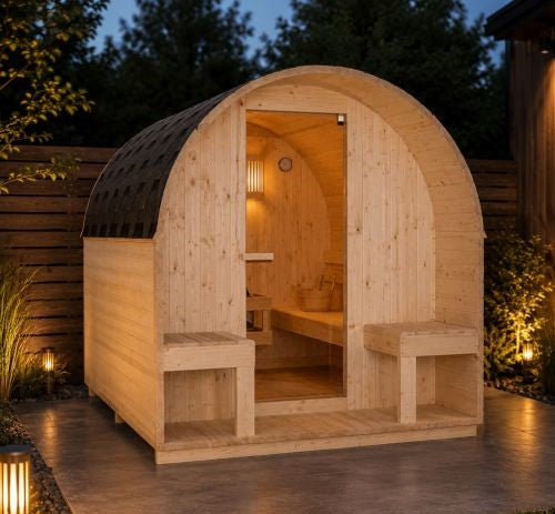 Sauna Finlandese da Esterno Bivita Island XL 4 Posti con Stufa 8 kW