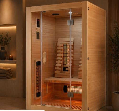 Sauna a Infrarossi Bivita MALMO 2 B10120 2 Posti 120x105x190 cm con Bluetooth e Fototerapia