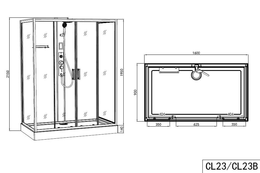Cabina Doccia Idromassaggio Bivita CL23 New York Bianca 90x160x215 cm con Bluetooth e QuickLine