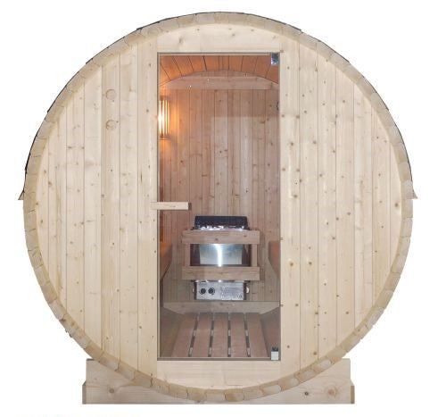 Sauna Finlandese da Esterno a Botte Bivita Tromso XL F50220 189x220x191,5 cm per 6 Persone con Forno 8 kW