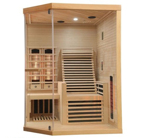 Sauna Infrarossi Bivita Carbon 3 per 2 Persone 150x150x195 cm con Radiatori Full Spectrum, Carbonio e Bluetooth