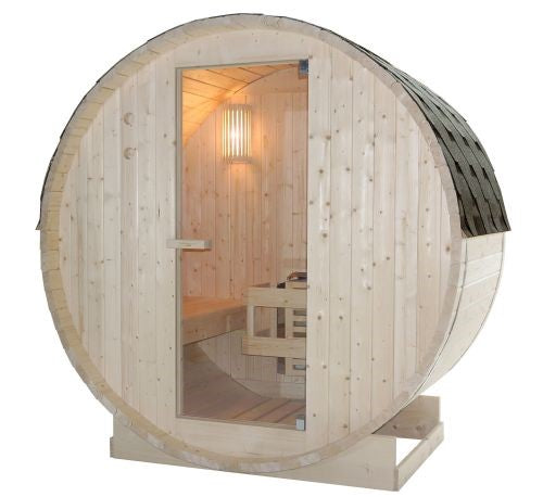 Sauna Finlandese da Esterno a Botte Bivita Tromso M F50120 189x120x191,5 cm per 2 Persone con Forno 3,6 kW