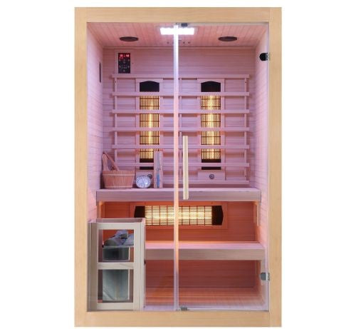Sauna Combinata Bivita TWINCOMBI 2 Posti 130x120x200 cm Finlandese e Infrarossi con Bluetooth
