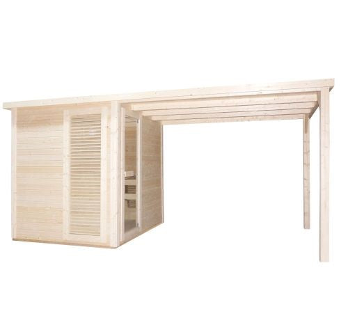 Sauna Finlandese da Esterno Bivita Rauma F30460 450x210 cm per 4 Persone con Forno 8 kW