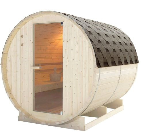 Sauna Finlandese da Esterno a Botte Bivita Tromso XL F50220 189x220x191,5 cm per 6 Persone con Forno 8 kW