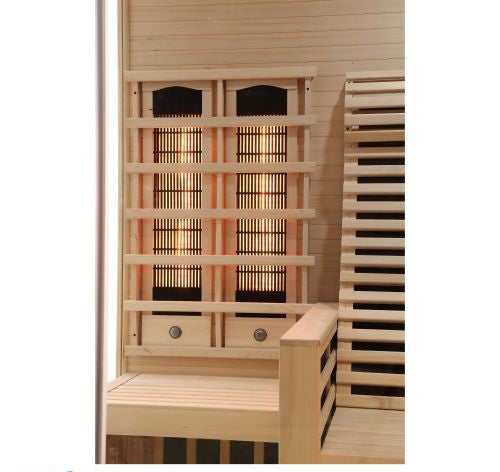 Sauna Infrarossi Bivita Carbon 3 per 2 Persone 150x150x195 cm con Radiatori Full Spectrum, Carbonio e Bluetooth