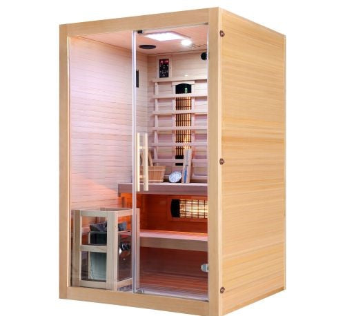 Sauna Combinata Bivita TWINCOMBI 2 Posti 130x120x200 cm Finlandese e Infrarossi con Bluetooth