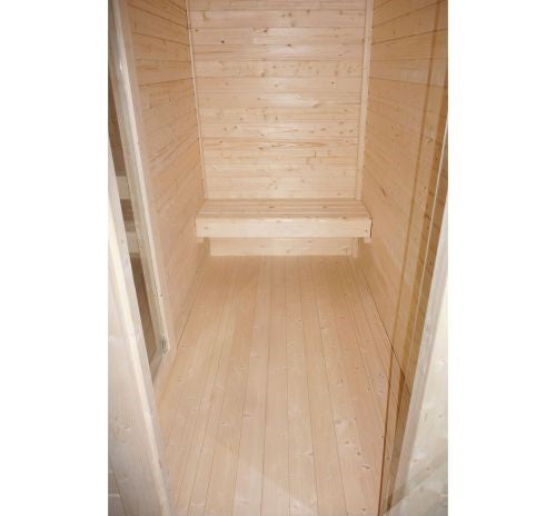 Sauna Finlandese da Esterno Bivita Vaasa F30310 290x210 cm per 4 Persone con Spogliatoio e Forno 8 kW
