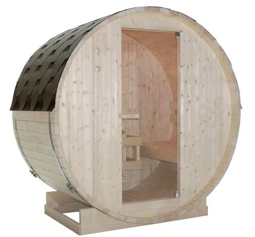 Sauna Finlandese da Esterno a Botte Bivita Tromso M F50120 189x120x191,5 cm per 2 Persone con Forno 3,6 kW