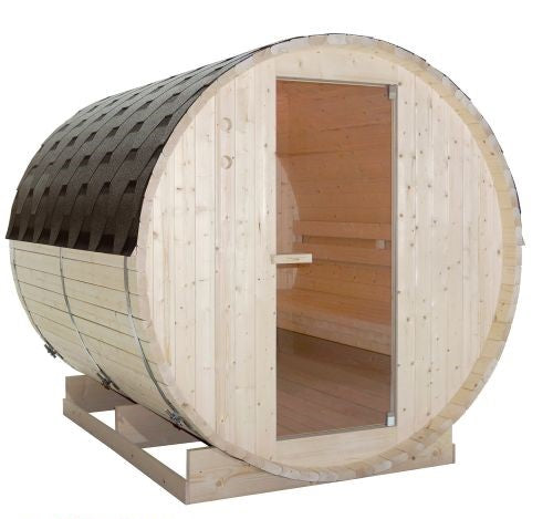 Sauna Finlandese da Esterno a Botte Bivita Tromso XL F50220 189x220x191,5 cm per 6 Persone con Forno 8 kW
