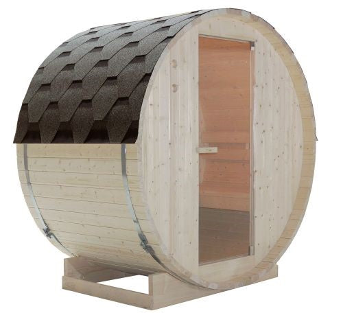 Sauna Finlandese da Esterno a Botte Bivita Tromso M F50120 189x120x191,5 cm per 2 Persone con Forno 3,6 kW