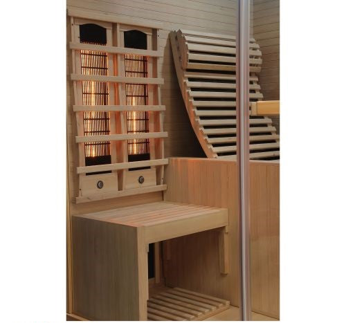 Sauna Infrarossi Bivita Carbon 3 per 2 Persone 150x150x195 cm con Radiatori Full Spectrum, Carbonio e Bluetooth