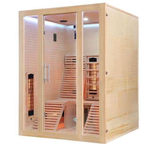 Sauna a Infrarossi Bivita NEW OSLO 2 Posti 150x150x200 cm con Bluetooth e Cromoterapia