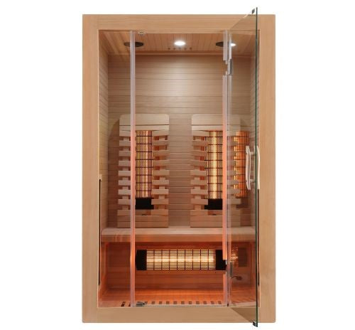 Sauna a Infrarossi Bivita MALMO 2 B10120 2 Posti 120x105x190 cm con Bluetooth e Fototerapia