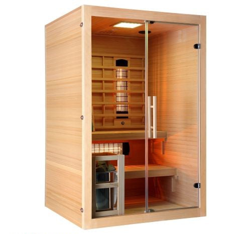 Sauna Combinata Bivita TWINCOMBI 2 Posti 130x120x200 cm Finlandese e Infrarossi con Bluetooth