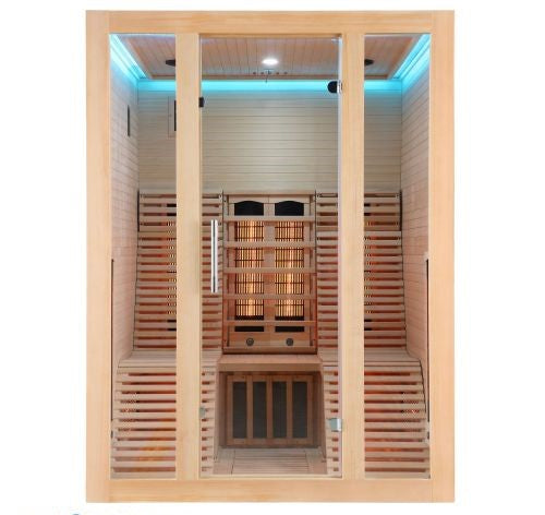 Sauna a Infrarossi Bivita NEW OSLO 2 Posti 150x150x200 cm con Bluetooth e Cromoterapia