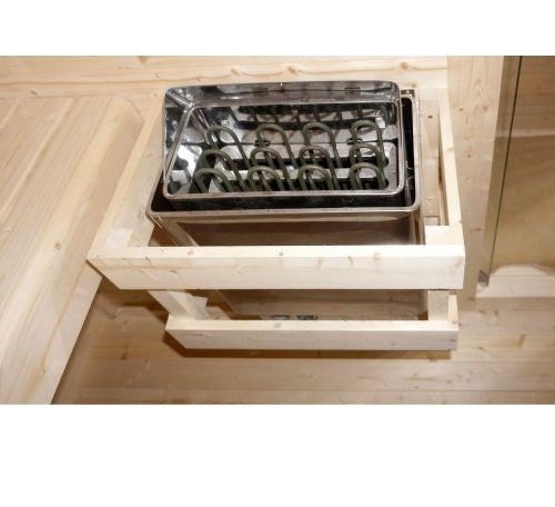 Sauna Finlandese da Esterno Bivita Vaasa F30310 290x210 cm per 4 Persone con Spogliatoio e Forno 8 kW