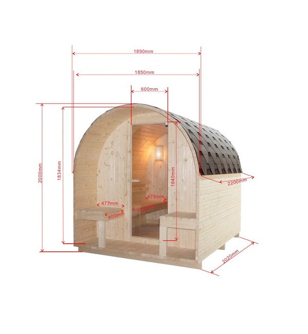 SAUNA ISLAND XL FINLANDESE PER ESTERNO 4 POSTI