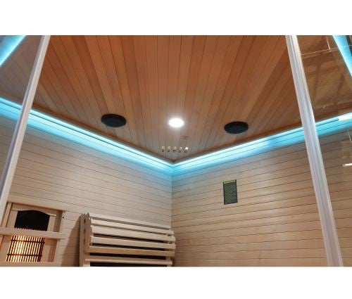 Sauna Infrarossi Bivita Carbon 3 per 2 Persone 150x150x195 cm con Radiatori Full Spectrum, Carbonio e Bluetooth