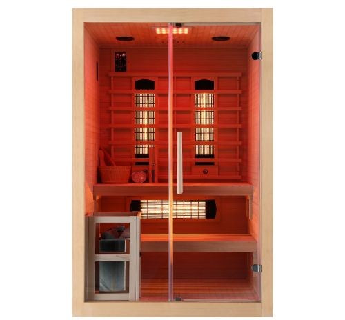 Sauna Combinata Bivita TWINCOMBI 2 Posti 130x120x200 cm Finlandese e Infrarossi con Bluetooth