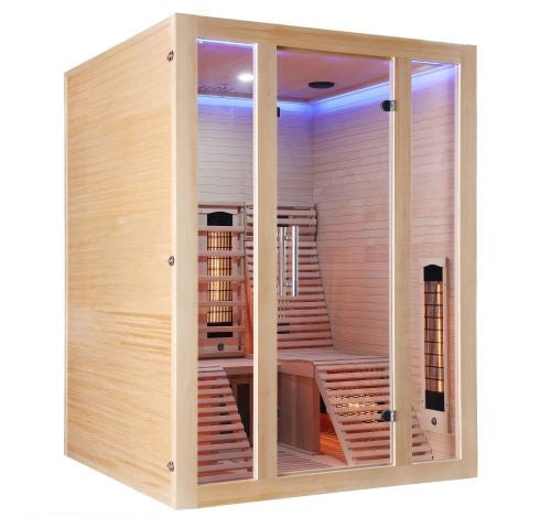 Sauna a Infrarossi Bivita NEW OSLO 2 Posti 150x150x200 cm con Bluetooth e Cromoterapia