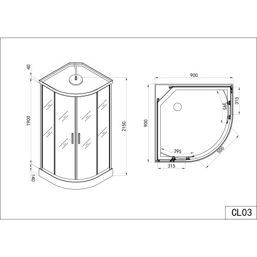 Cabina Doccia Idromassaggio Bivita Tango CL03 90x90x210 cm Circolare con Quick Line