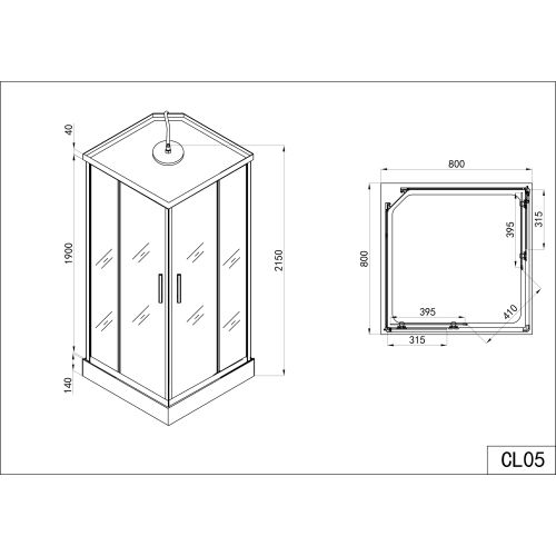 Cabina Doccia Idromassaggio Bivita Twist CL05 80x80x210 cm Quadrata con Quick Line