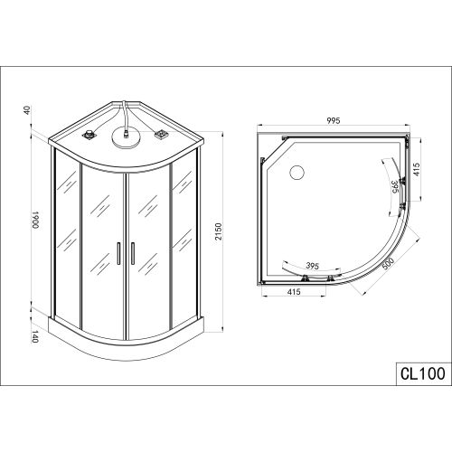 Cabina Doccia Idromassaggio Bivita Confort CL100 100x100x215 cm Circolare con Cromoterapia e Radio