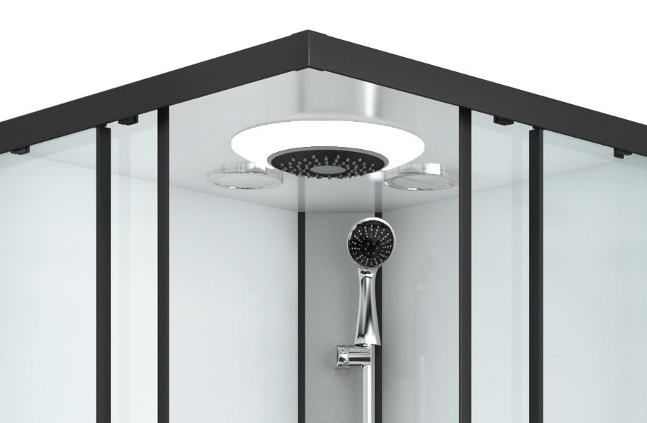 Cabina Doccia Idromassaggio Bivita CL21B 90x90x215 cm con Profili Neri, Bluetooth e QuickLine