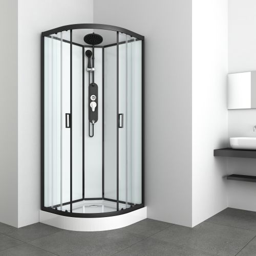 Cabina Doccia Idromassaggio Bivita Epic1 CL50 90x90x225 cm con 44 Microgetti, Profili Neri e Quick Line