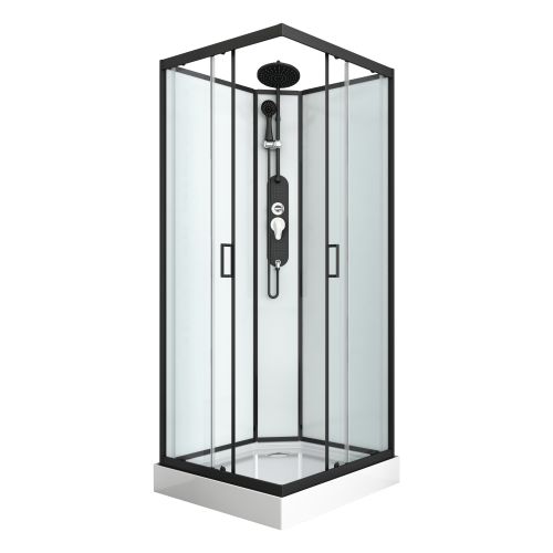 Cabina Doccia Idromassaggio Bivita Epic2 CL51 90x90x225 cm Quadrata con 44 Microgetti, Profili Neri e Quick Line