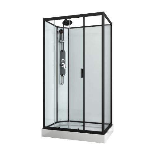 Cabina Doccia Idromassaggio Bivita Epic3 CL52 80x120x225 cm Rettangolare con Profili Neri e Quick Line