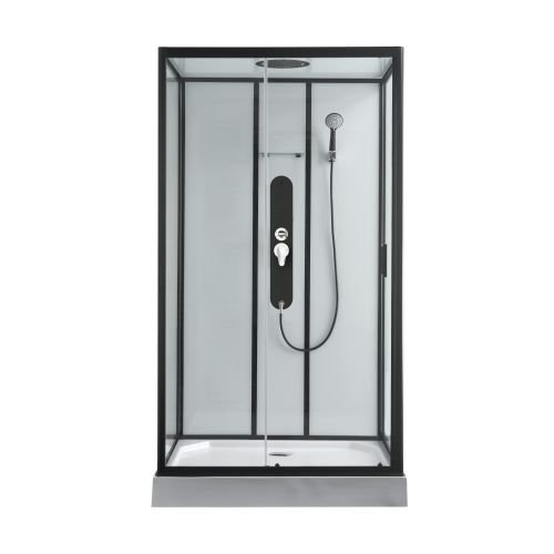 Cabina Doccia Idromassaggio Bivita Sky3 CL75 80x120x225 cm con 100 Microgetti, Profili Neri e Quick Line