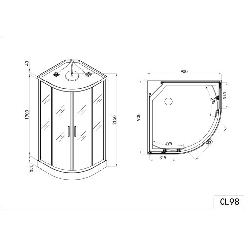 Cabina Doccia Idromassaggio Bivita Dream CL98 90x90x215 cm Circolare con Cromoterapia, Radio e Quick Line