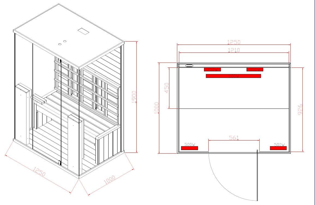 SAUNA INFRAROSSI BILLUND2 PER 2 PERSONA