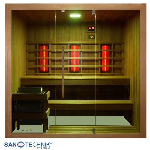 Sauna Bivita Kotka F70150 Doppia Funzione Finlandese e Infrarossi per 4-5 Persone con Forno 6 kW