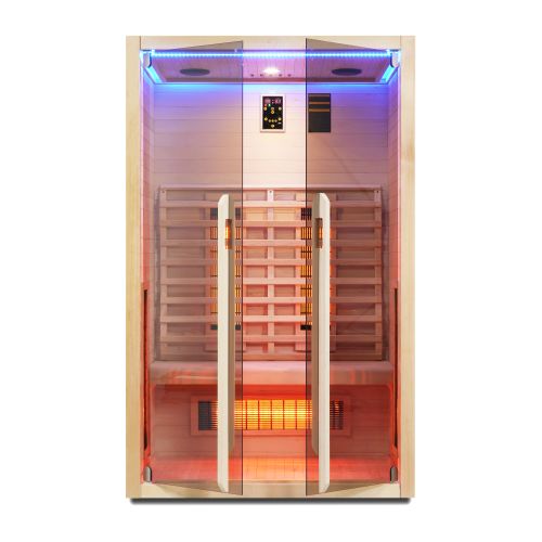 Sauna Infrarossi Bivita Ruby 2 Plus 2 Persone 120x100x195 cm con Bluetooth e Cromoterapia